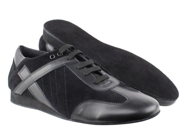 Black Leather Suede Dance Shoes Salsa 